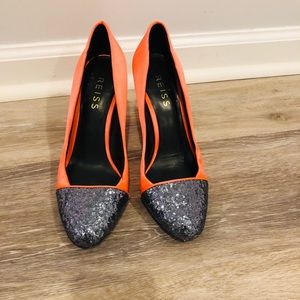 REISS satin and glitter pumps